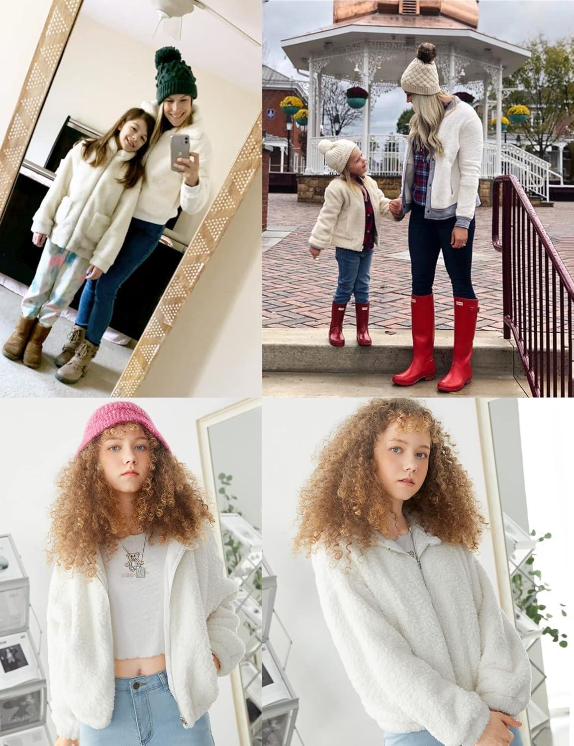 imageArshiner Girls Full Zip Fleece Jacket Sherpa Outwear Coat Fall Winter for 412YBeige