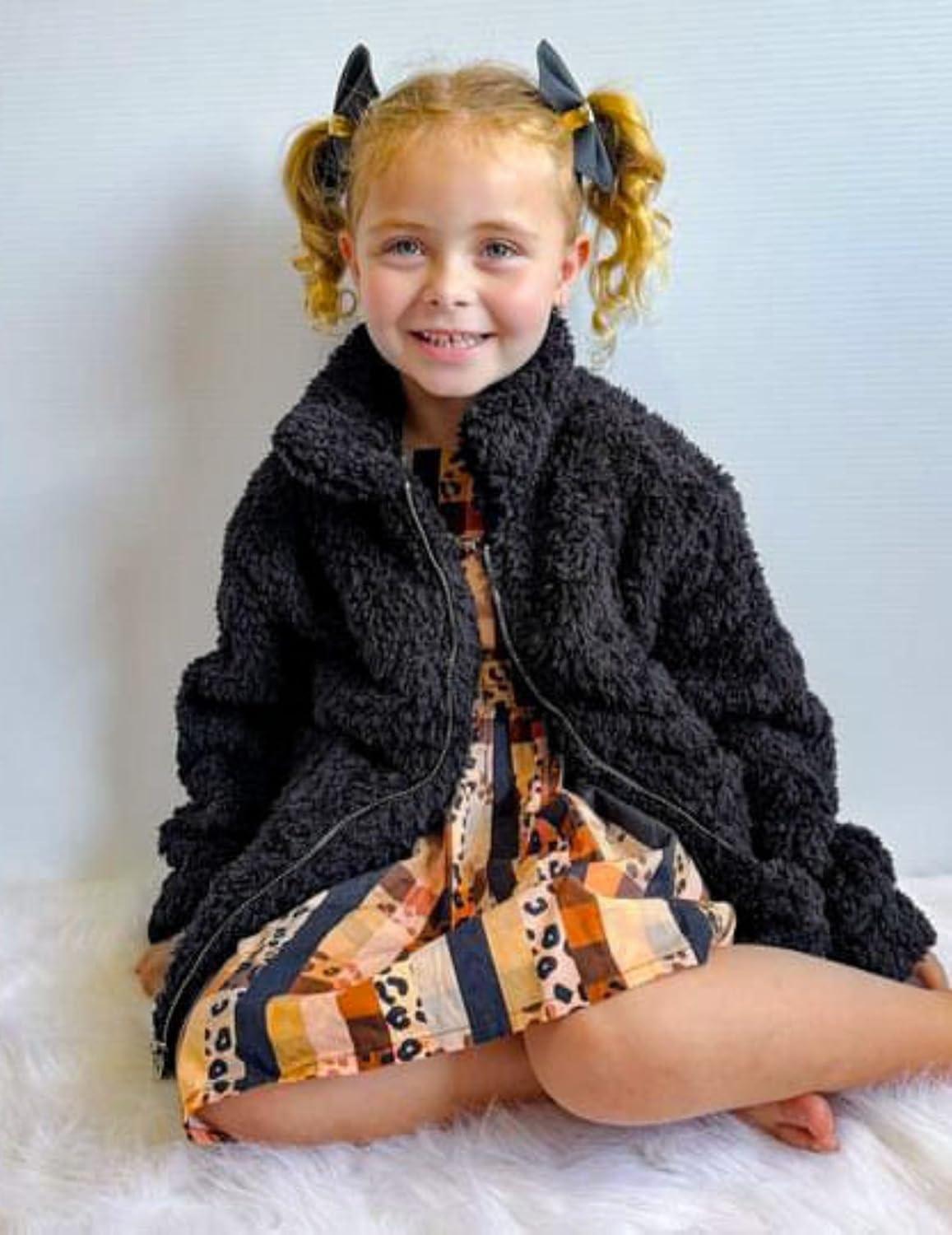 imageArshiner Girls Full Zip Fleece Jacket Sherpa Outwear Coat Fall Winter for 412YBlack