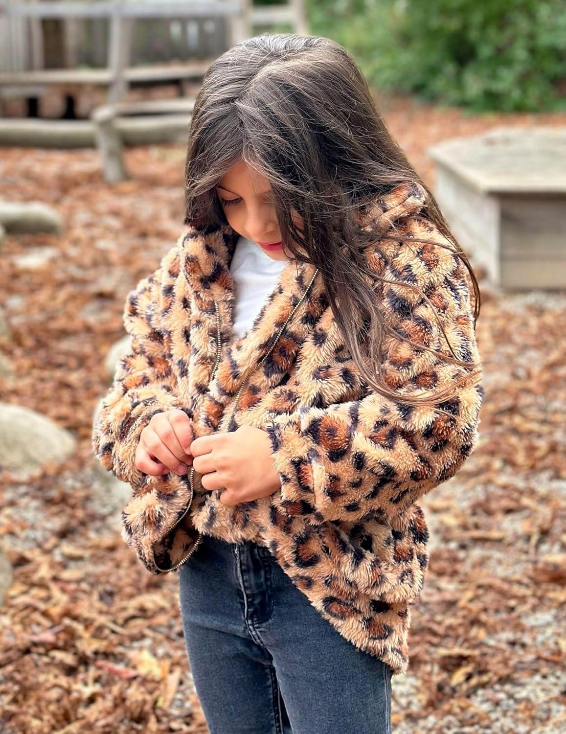 imageArshiner Girls Full Zip Fleece Jacket Sherpa Outwear Coat Fall Winter for 412YLeopard