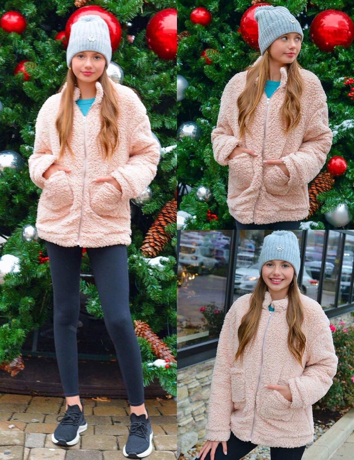 imageArshiner Girls Full Zip Fleece Jacket Sherpa Outwear Coat Fall Winter for 412YPastel Pink