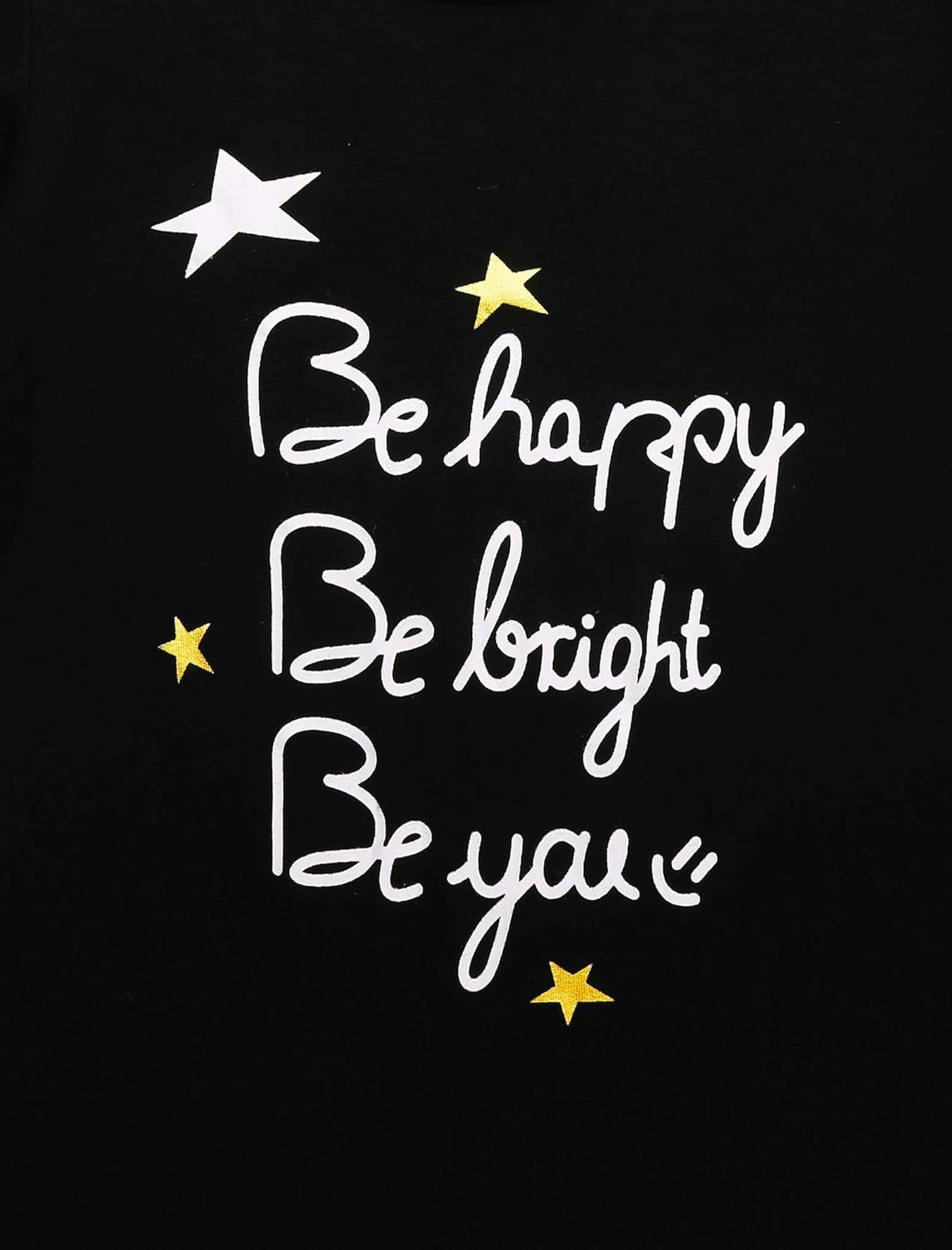 imageArshiner Girls Nightgowns Long Sleeve Print Pajamas Nightdress for Kids Soft Sleep Wear NightiesBlackLetter Graphic