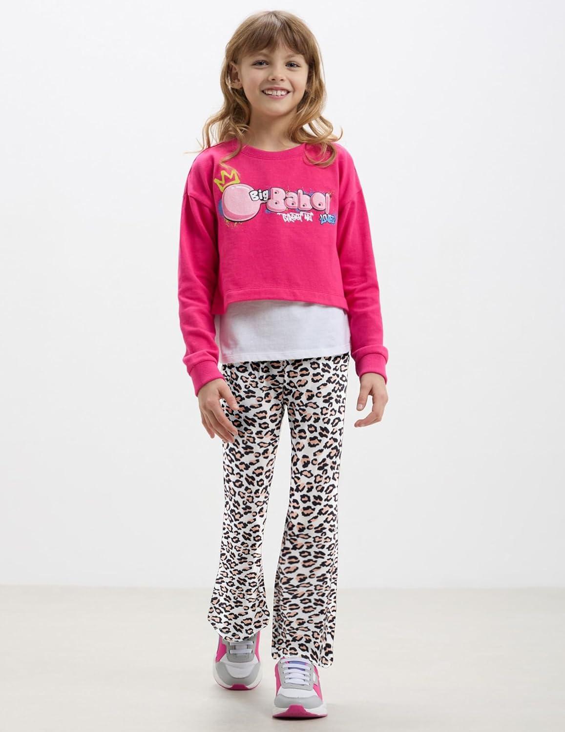 imageArshiner Girls Print Flare Leggings Kids Elastic High Waisted Bell Bottoms Yoga Pants with PocketsLeopard Print