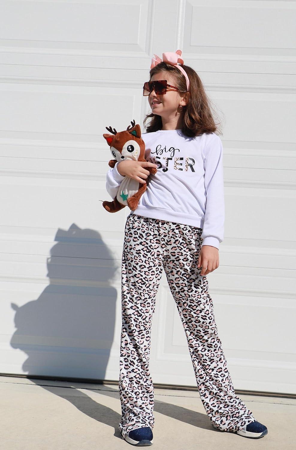 imageArshiner Girls Print Flare Leggings Kids Elastic High Waisted Bell Bottoms Yoga Pants with PocketsLeopard Print