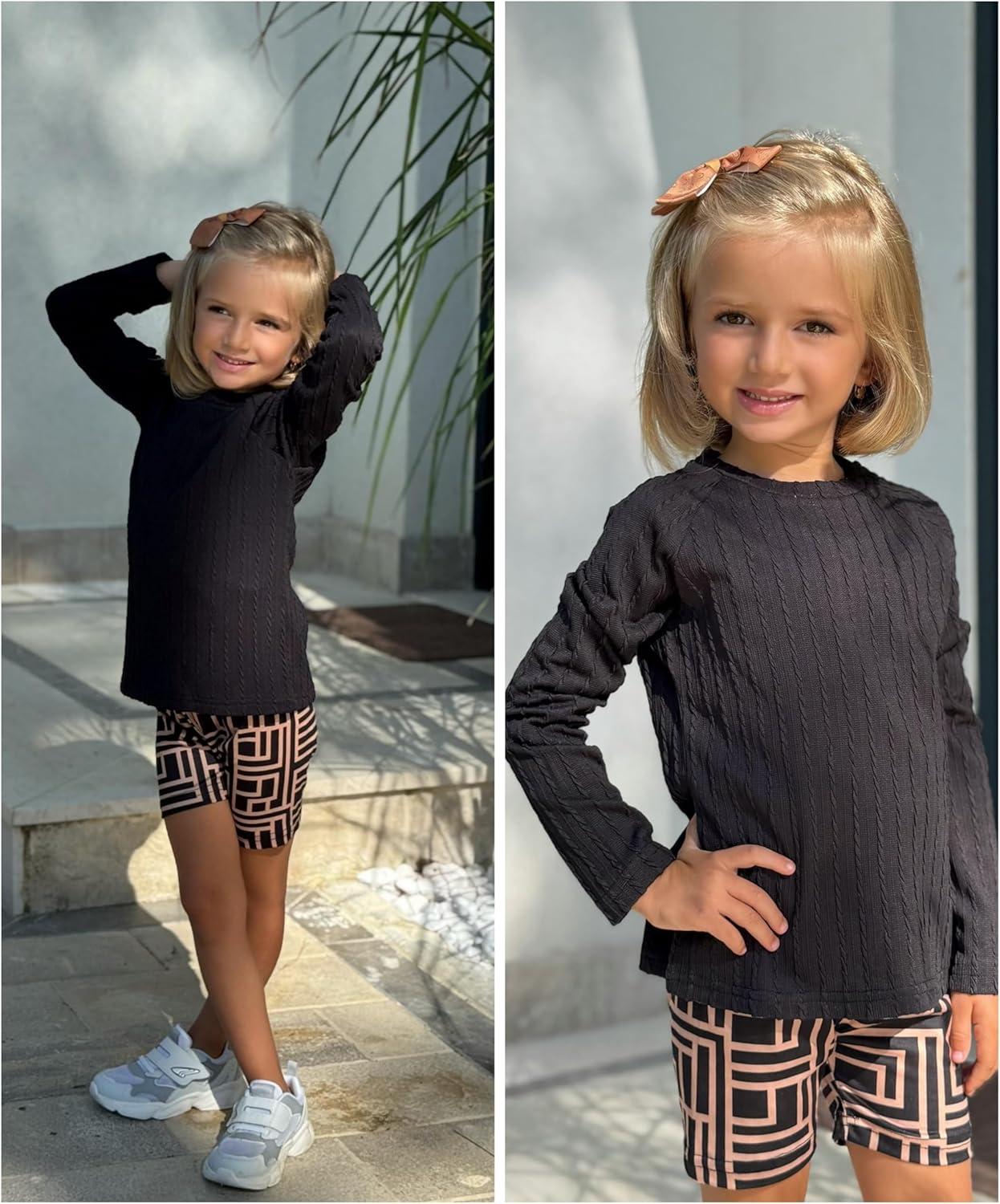 imageArshiner Girls Raglan Long Sleeves Shirts Textured Knit Tops for Girls Casual Soft Kids Loose Blouse TeeBlack