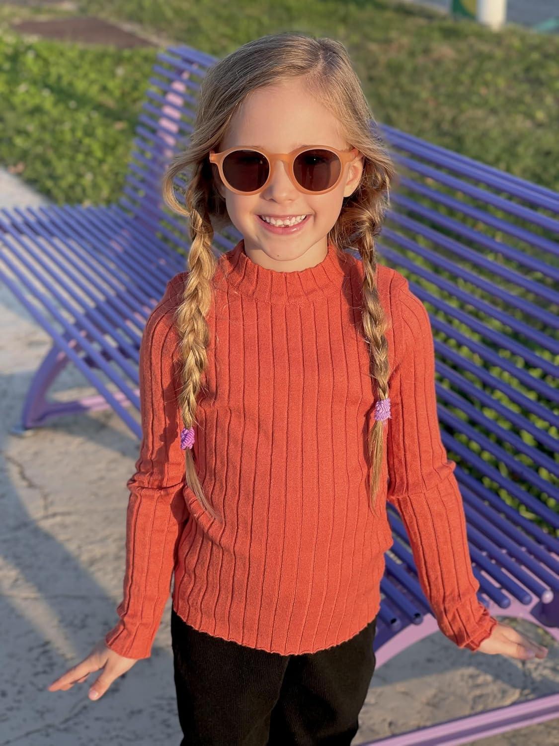 imageArshiner Girls Shirts Half Turtleneck Long Sleeve Tops Casual Knitted Slim Fit Pullover Blouse TeeCaramel