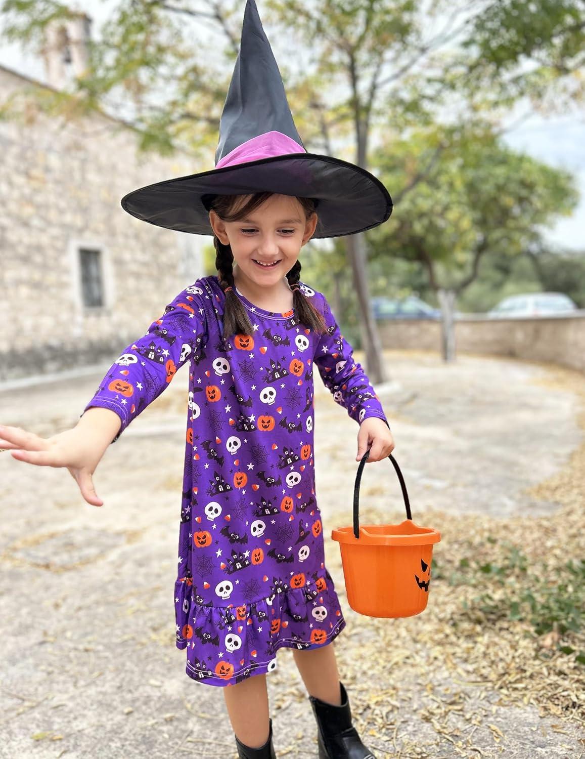 imageArshiner Girls Sleepwear Long Sleeve Cute Nightgown Nightie Pajama DressPurple Halloween