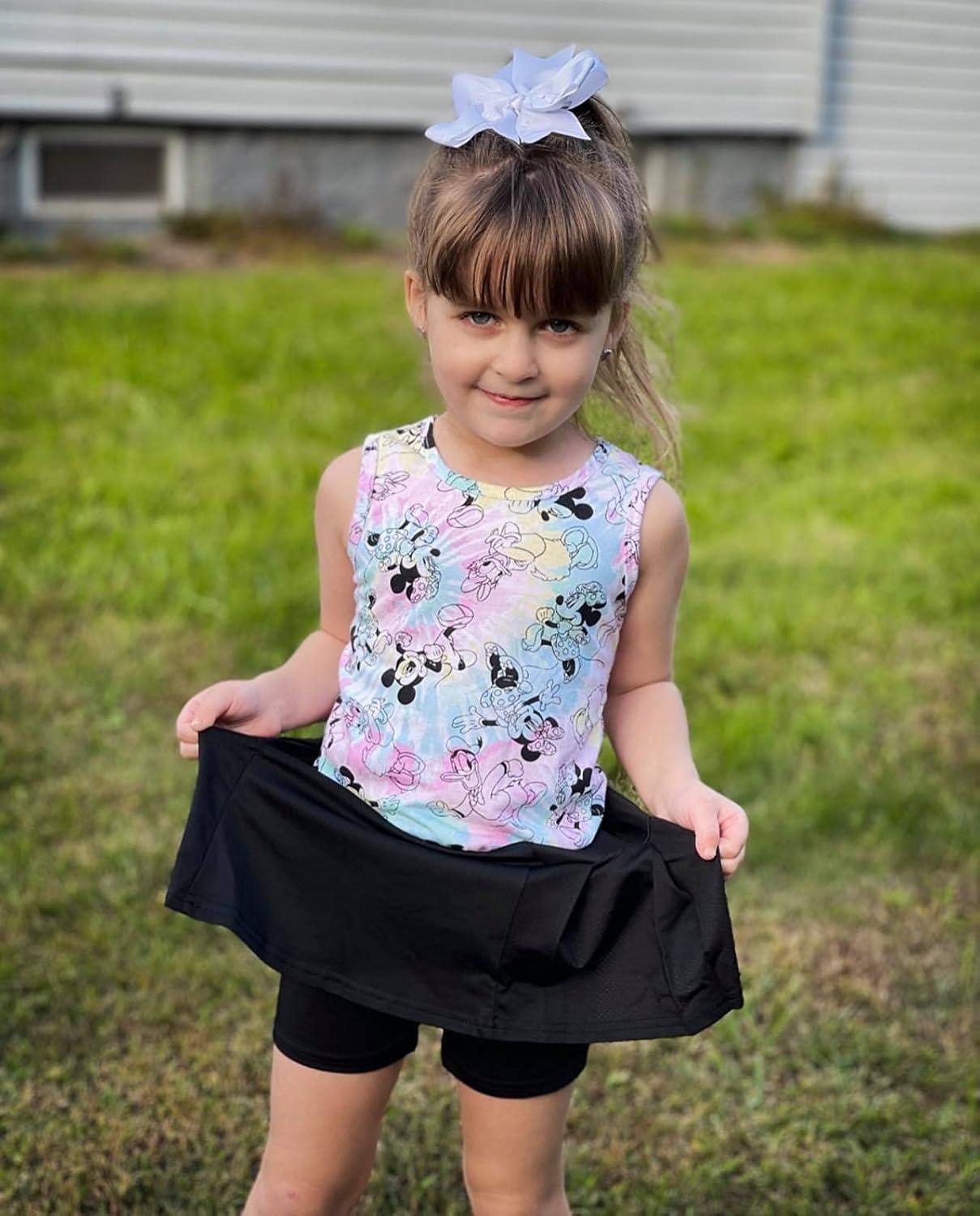 imageArshiner Girls Sport Skirts with Shorts Athletic Pleated Skort Colorful Performance SkortsBlack