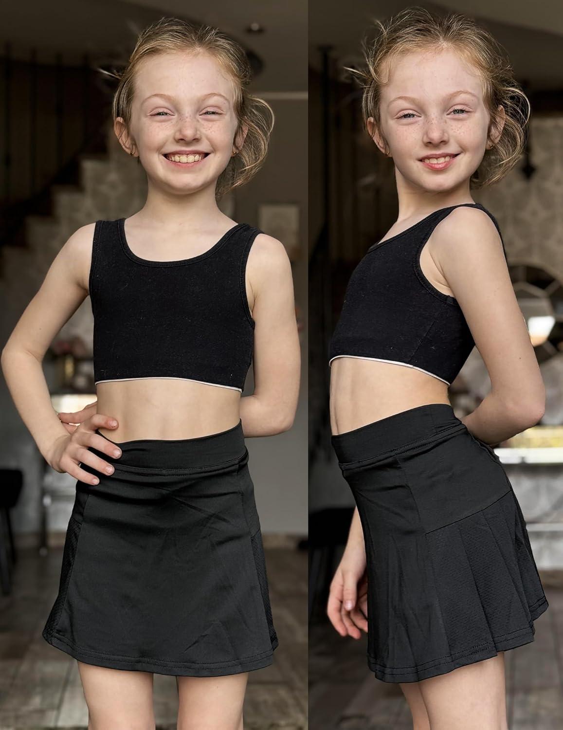 imageArshiner Girls Sport Skirts with Shorts Athletic Pleated Skort Colorful Performance SkortsBlack
