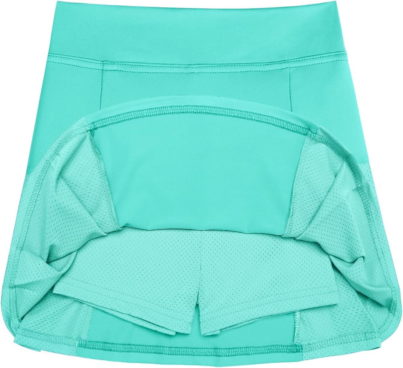 imageArshiner Girls Sport Skirts with Shorts Athletic Pleated Skort Colorful Performance SkortsMint Green