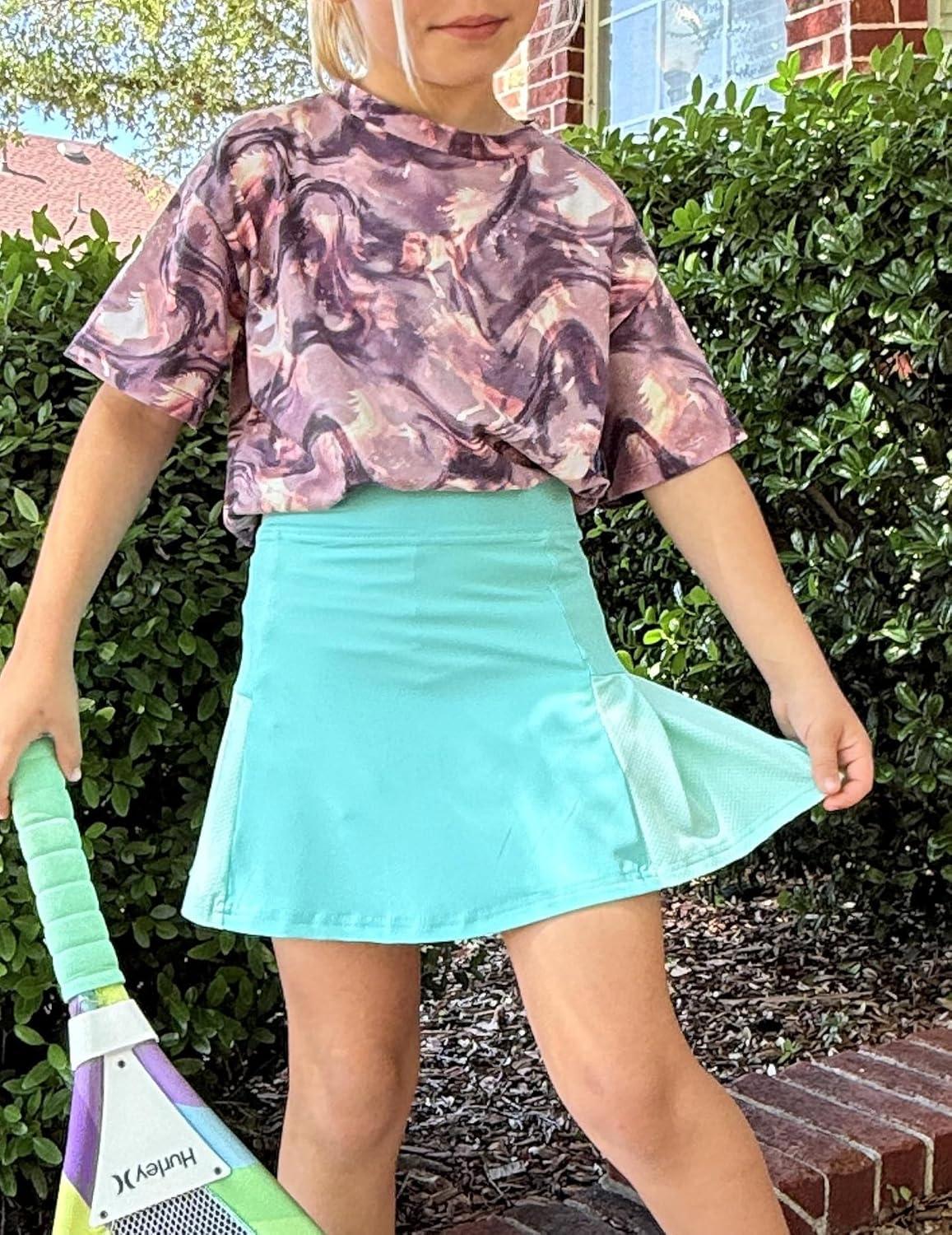 imageArshiner Girls Sport Skirts with Shorts Athletic Pleated Skort Colorful Performance SkortsMint Green