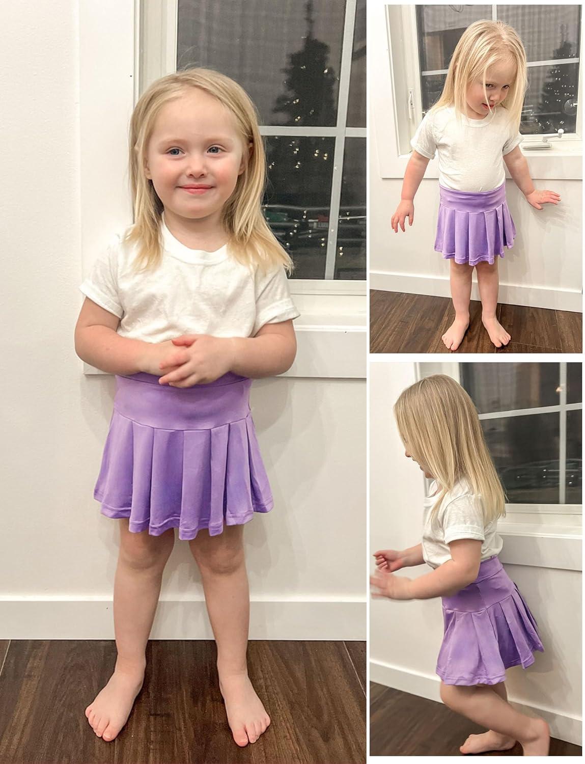 imageArshiner Girls Tennis Skirts with Shorts Athletic Pleated Skirt Workout Performance Skorts with Pockets for Kids 413YLilac