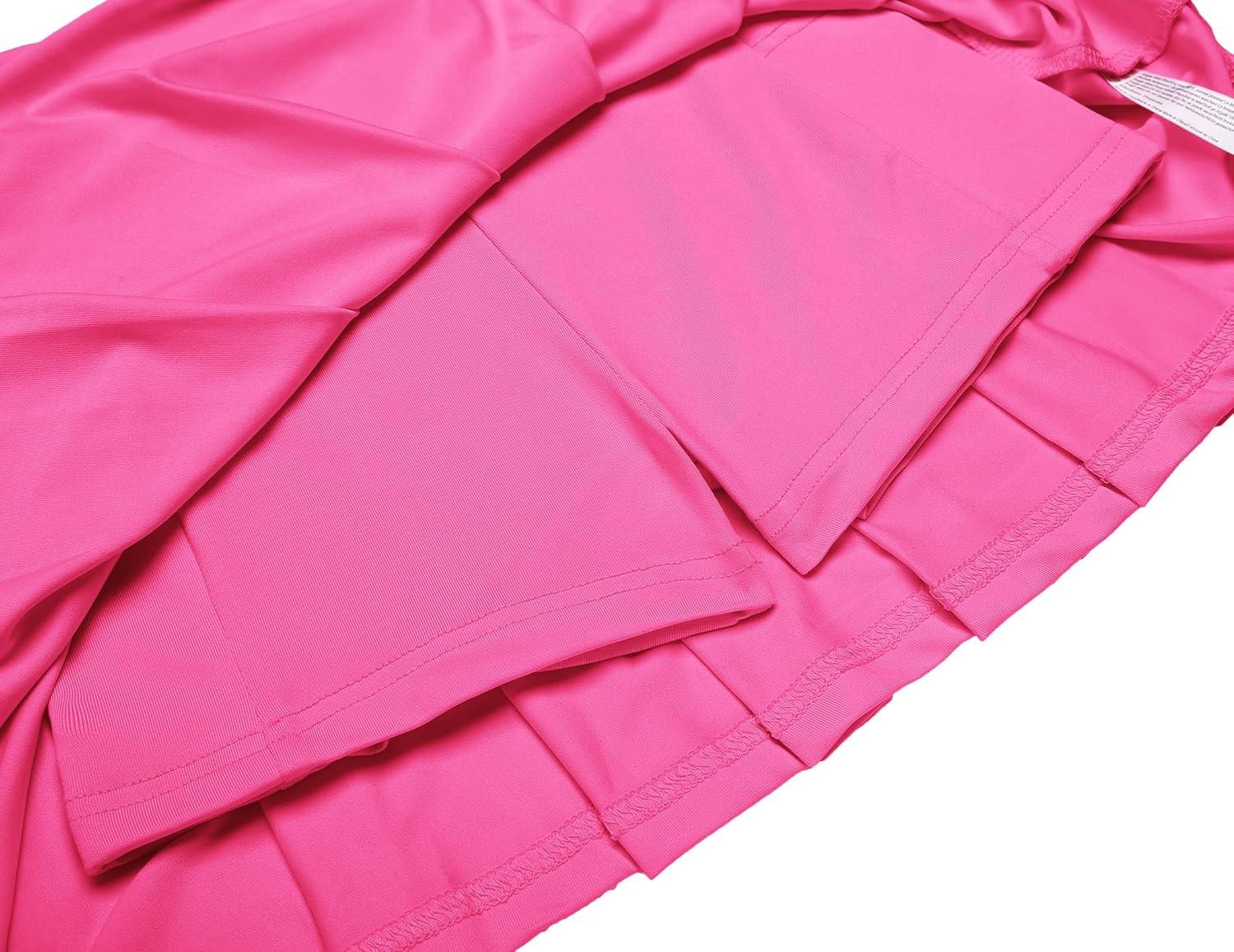 imageArshiner Girls Tennis Skirts with Shorts Athletic Pleated Skirt Workout Performance Skorts with Pockets for Kids 413YRose Red