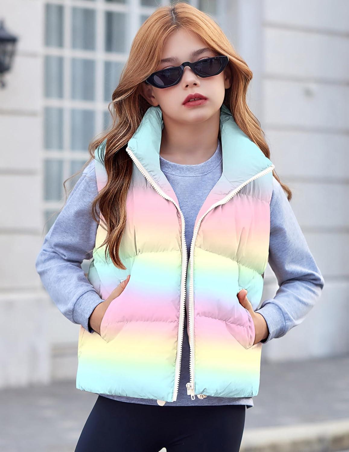 imageArshiner Girls Winter Zipper Puffer Vest Lightweight Sleeveless Outwear Puffy Vests for 512 Years OldAombre