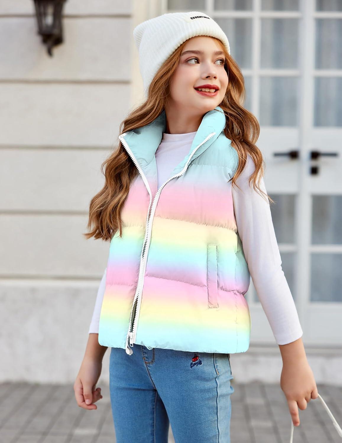 imageArshiner Girls Winter Zipper Puffer Vest Lightweight Sleeveless Outwear Puffy Vests for 512 Years OldAombre