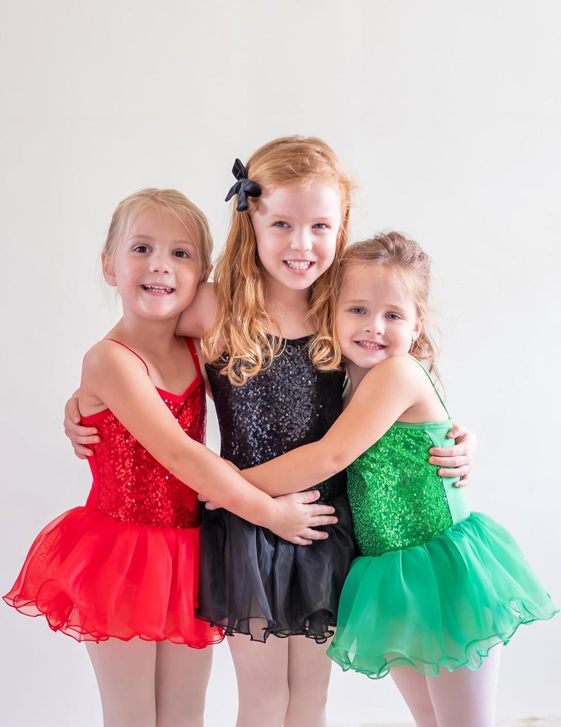 imageArshiner Kid Girls Sparkly Sequin Ballet Leotards with Tutu Skirt Dance Dress Sleeveless Ballerina Outfits