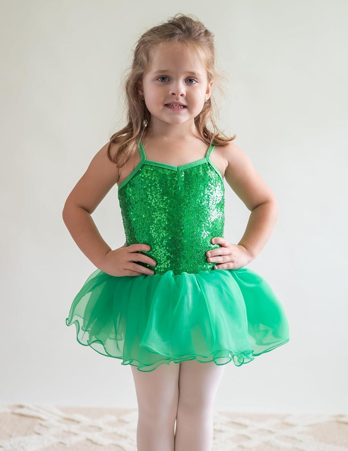 imageArshiner Kid Girls Sparkly Sequin Ballet Leotards with Tutu Skirt Dance Dress Sleeveless Ballerina Outfits