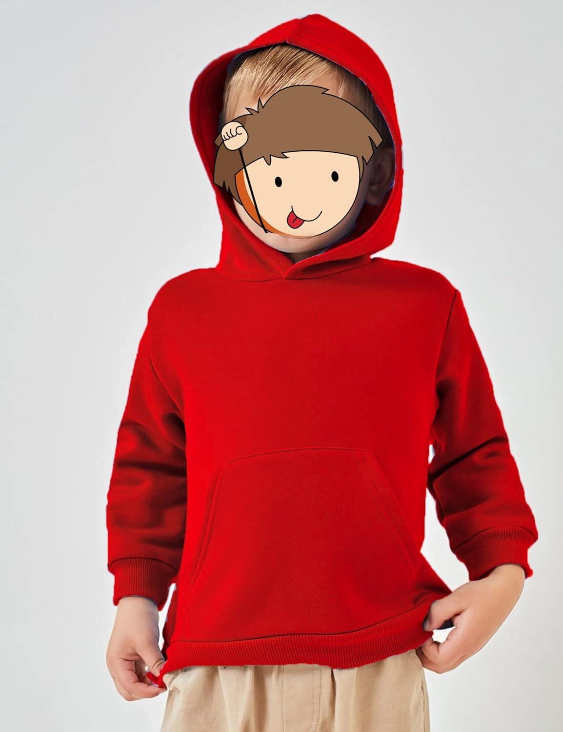 imageArshiner Kids Unisex Athletic Red Hooded Sweatshirt Casual Hoodie for Boys and Girls Size 1112