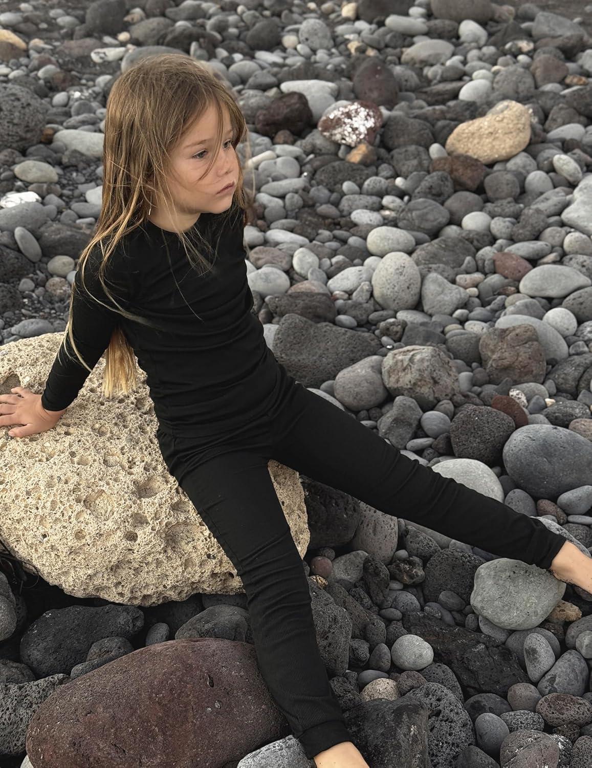 imageArshiner Pajamas for Girls Long Sleeve Pants Sets Snug fit 2 Piece Pjs Set Soft SleepwearBlack
