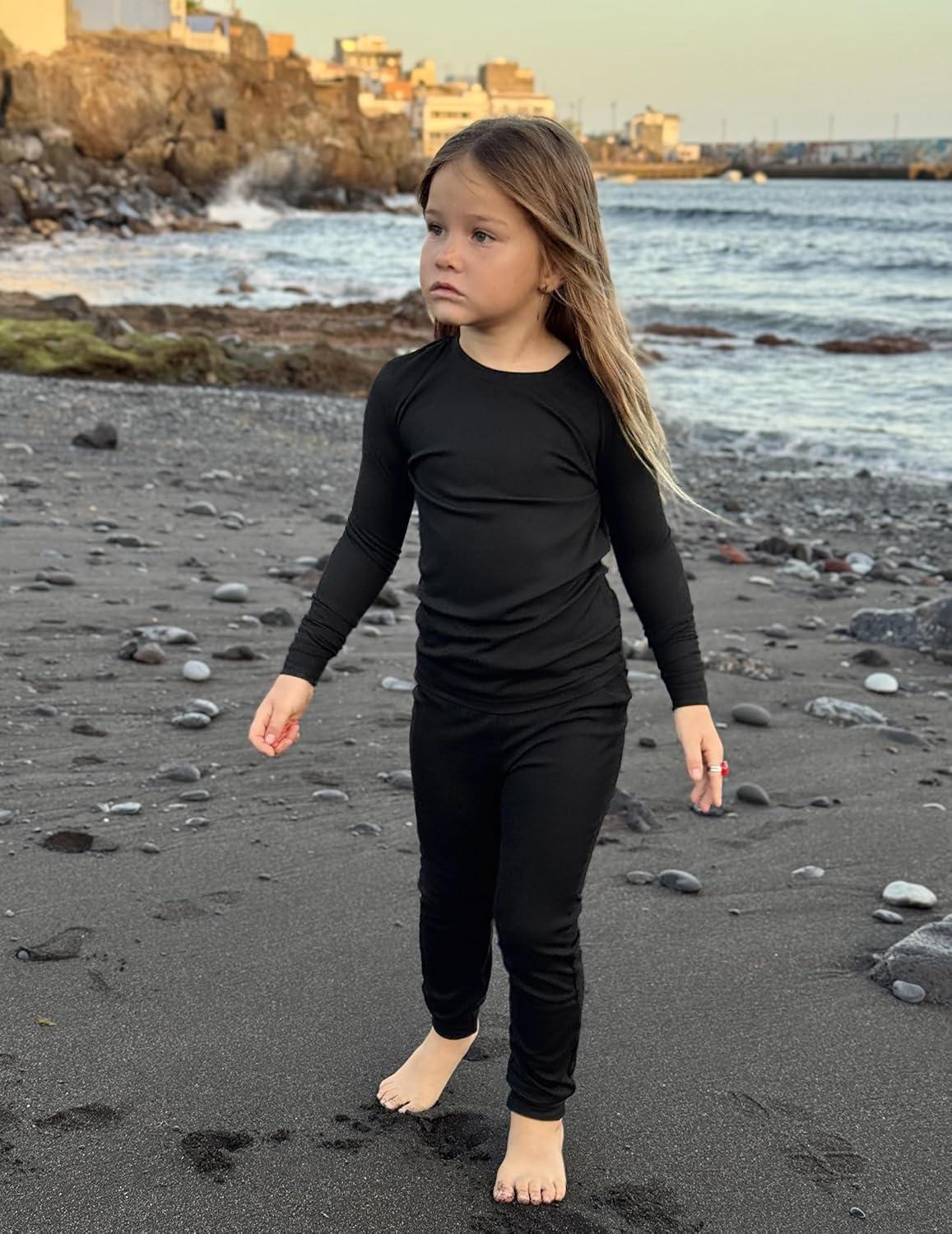 imageArshiner Pajamas for Girls Long Sleeve Pants Sets Snug fit 2 Piece Pjs Set Soft SleepwearBlack