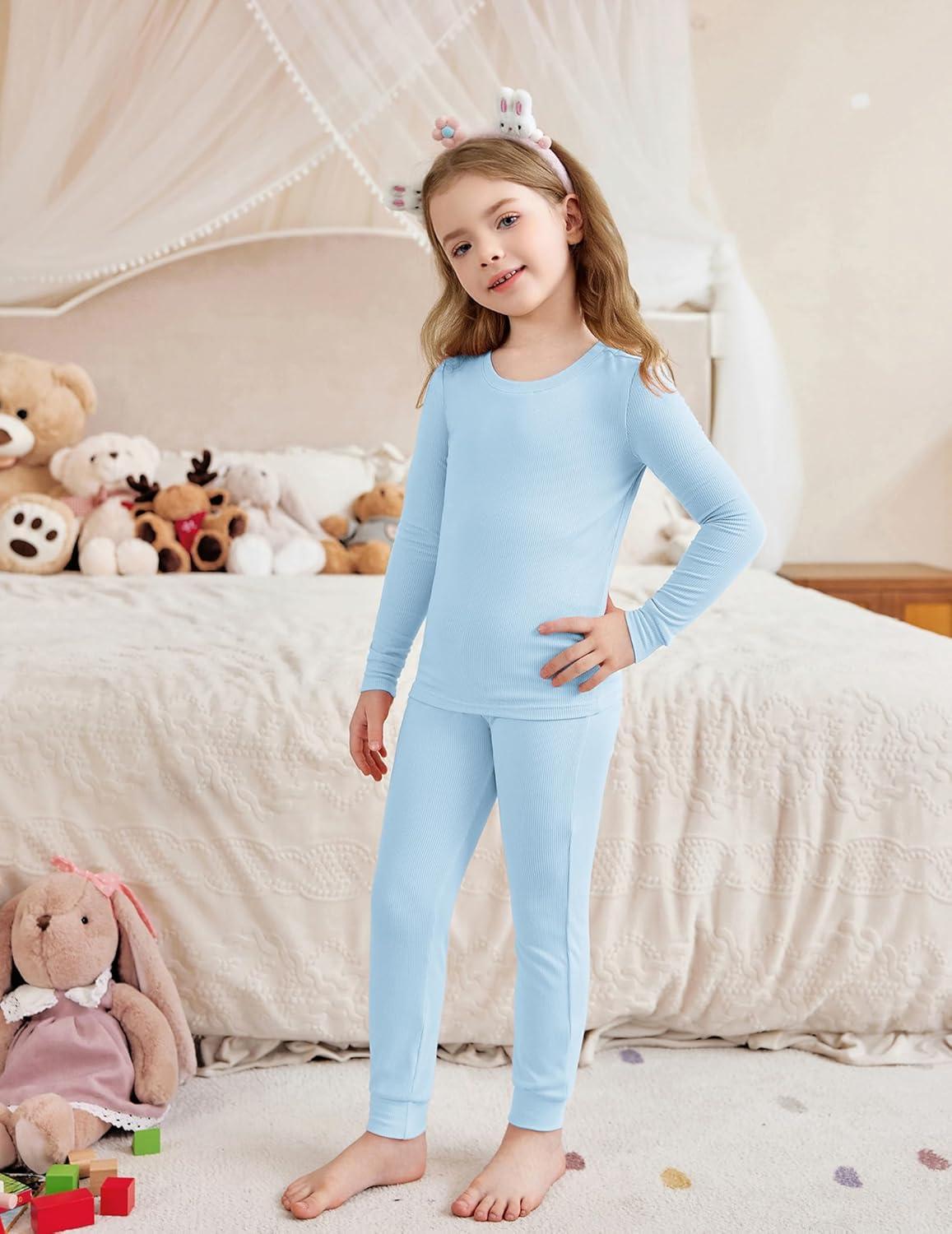 imageArshiner Pajamas for Girls Long Sleeve Pants Sets Snug fit 2 Piece Pjs Set Soft SleepwearBlue