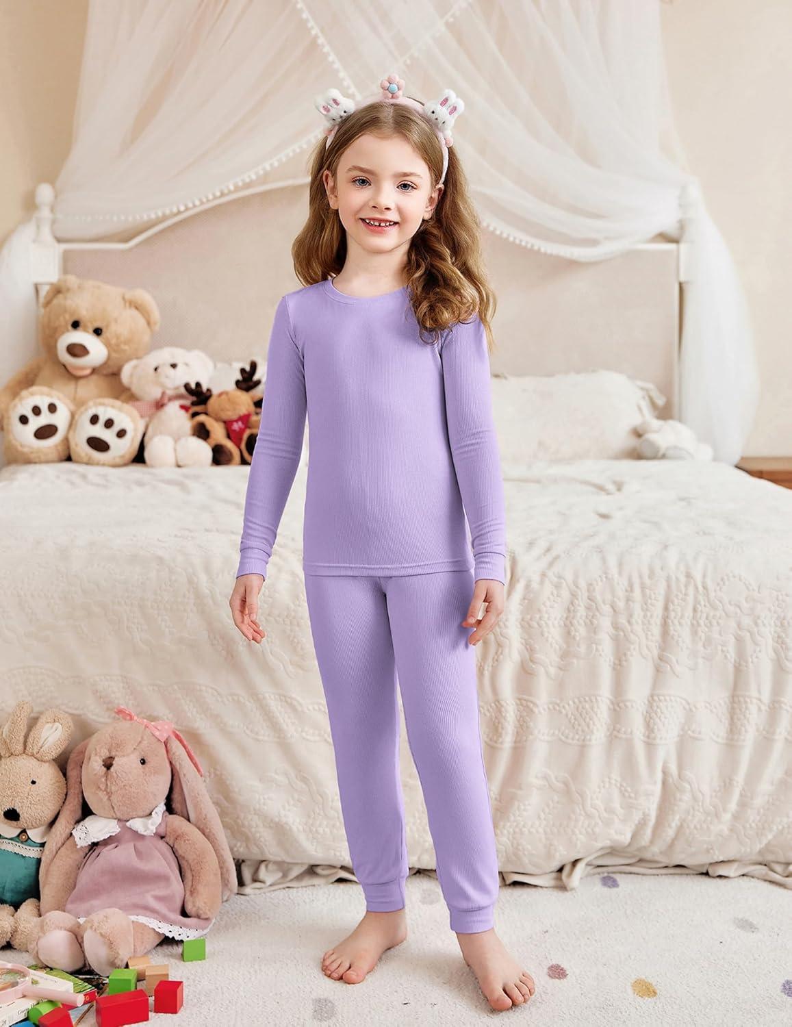 imageArshiner Pajamas for Girls Long Sleeve Pants Sets Snug fit 2 Piece Pjs Set Soft SleepwearLilac