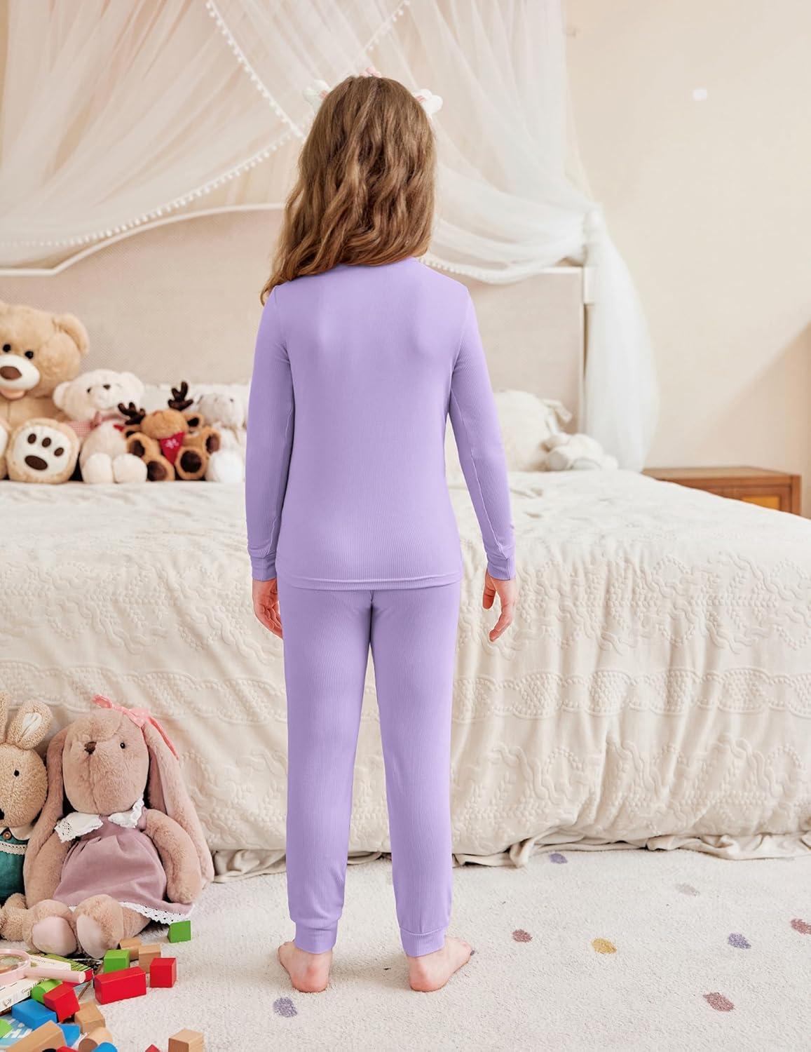 imageArshiner Pajamas for Girls Long Sleeve Pants Sets Snug fit 2 Piece Pjs Set Soft SleepwearLilac