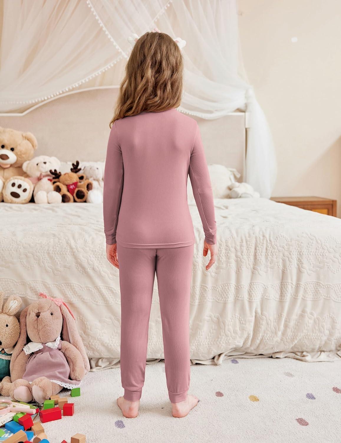 imageArshiner Pajamas for Girls Long Sleeve Pants Sets Snug fit 2 Piece Pjs Set Soft SleepwearPink