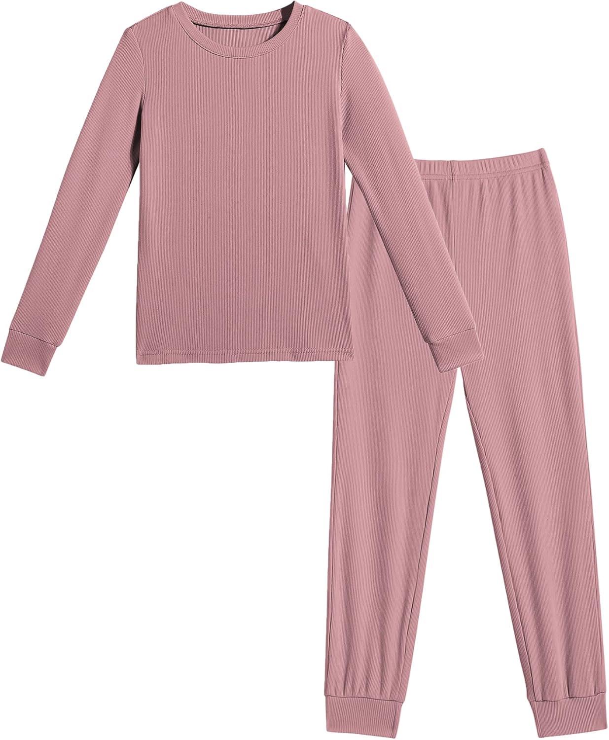 imageArshiner Pajamas for Girls Long Sleeve Pants Sets Snug fit 2 Piece Pjs Set Soft SleepwearPink