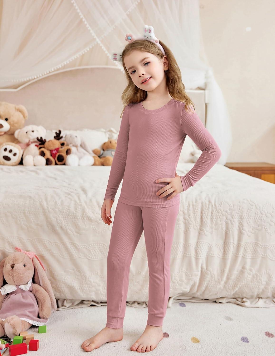 imageArshiner Pajamas for Girls Long Sleeve Pants Sets Snug fit 2 Piece Pjs Set Soft SleepwearPink
