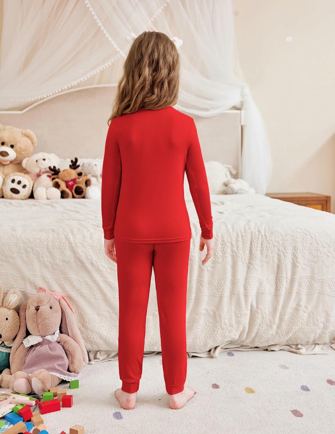 imageArshiner Pajamas for Girls Long Sleeve Pants Sets Snug fit 2 Piece Pjs Set Soft SleepwearRed