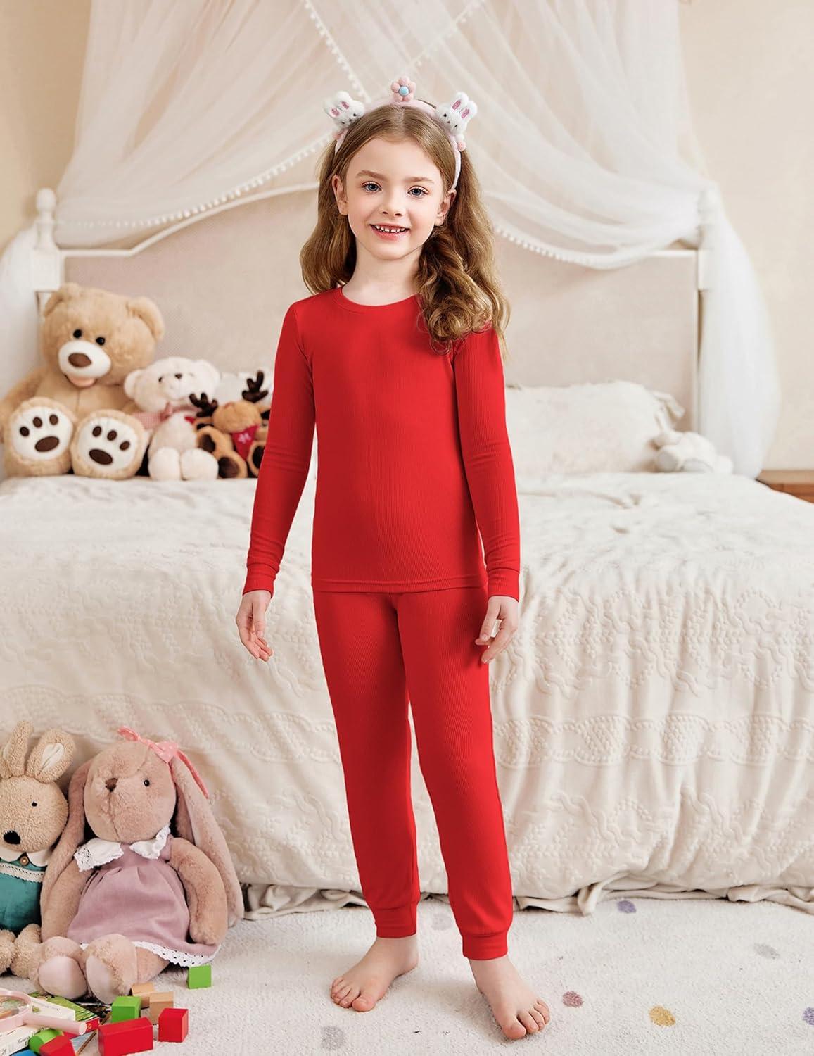 imageArshiner Pajamas for Girls Long Sleeve Pants Sets Snug fit 2 Piece Pjs Set Soft SleepwearRed