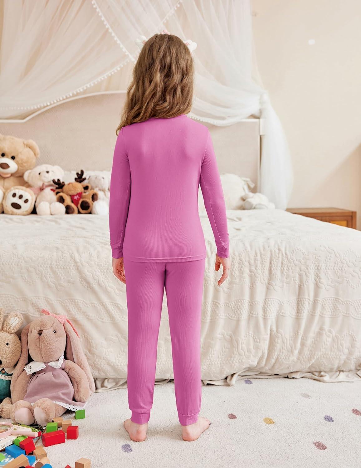 imageArshiner Pajamas for Girls Long Sleeve Pants Sets Snug fit 2 Piece Pjs Set Soft SleepwearRose Red