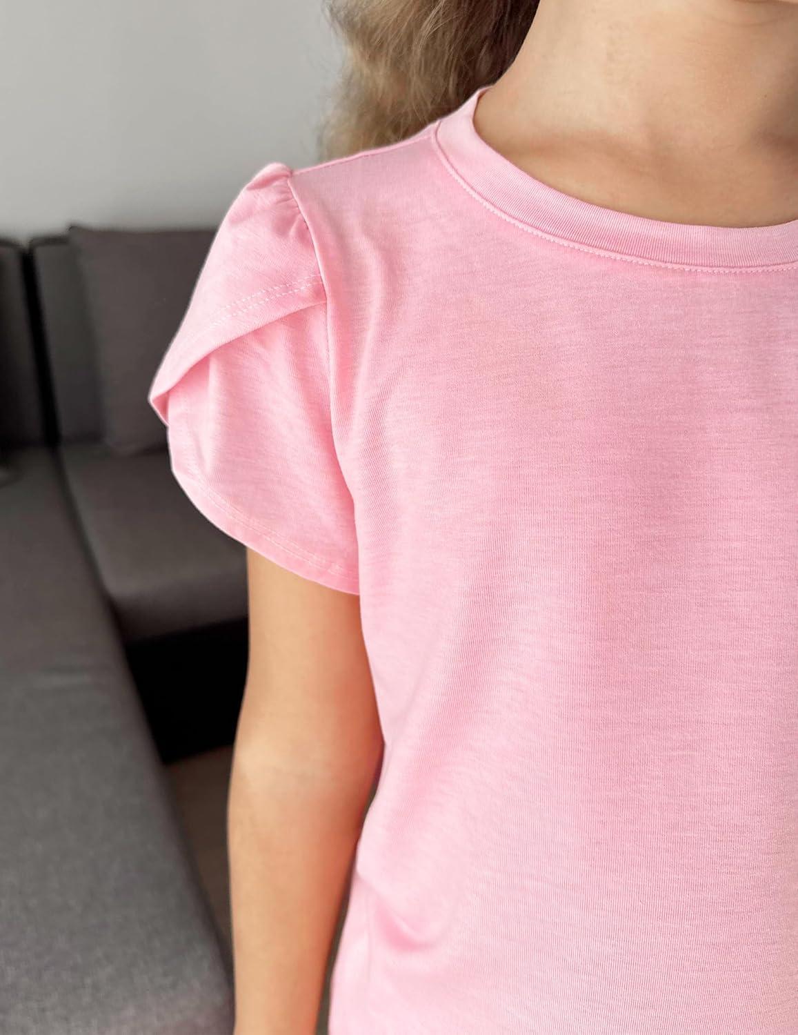 imageArshiner Pajamas for Girls Short Sleeve Long Pants Pjs Cute Soft Sleepwear Lounge SetsPink