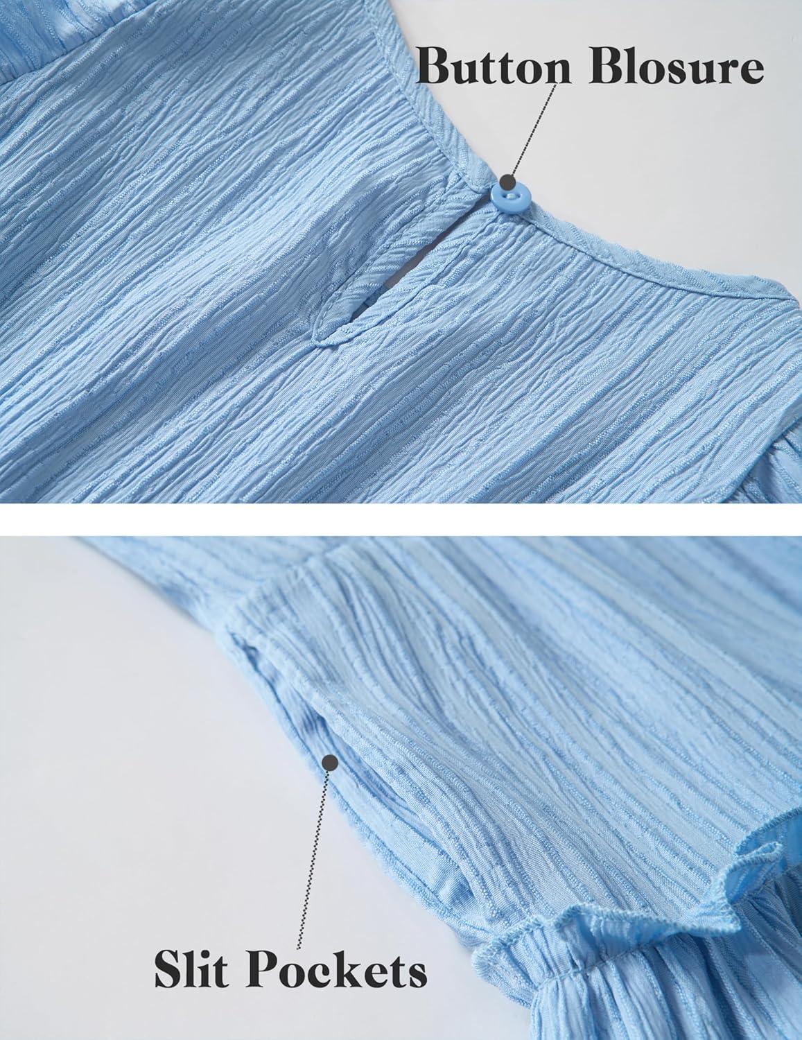 imageArshiner Toddler Girls Dress Ruffle Sleeveless Tiered Swing Twirly Dresses Cute Summer Beach Sundress with Pocket for 16TBlue