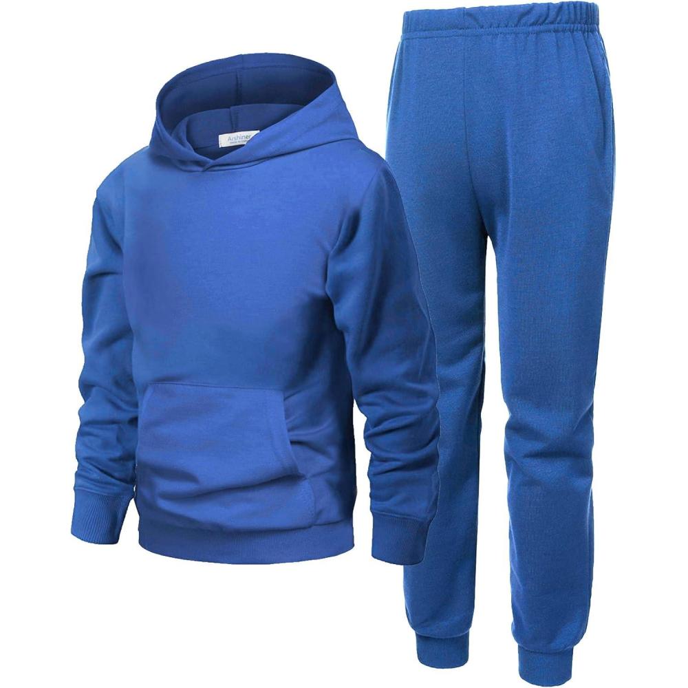 imageArshiner 2 Piece Outfit Boys Pullover Hoodies Sweatshirt Suit For Kids Tracksuit SetA Blue