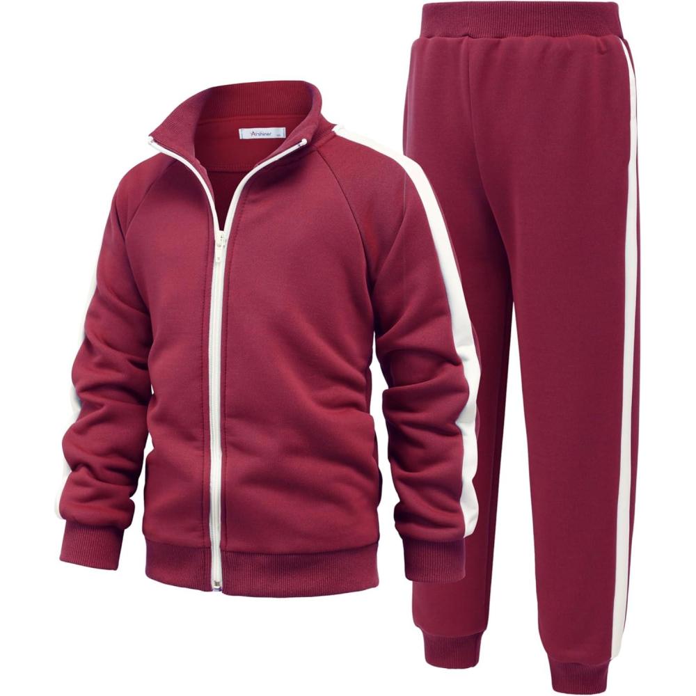 imageArshiner Boys Active Tracksuits Sets Full Zip Sports Jogging Suits Athletic Running 2 Piece Sweatsuits for 513 YearsBurgundy