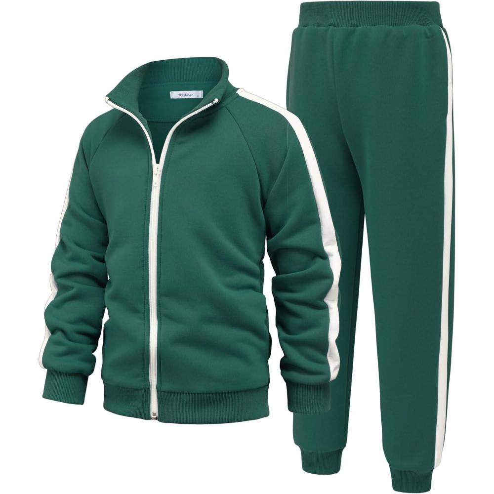 imageArshiner Boys Active Tracksuits Sets Full Zip Sports Jogging Suits Athletic Running 2 Piece Sweatsuits for 513 YearsGreen