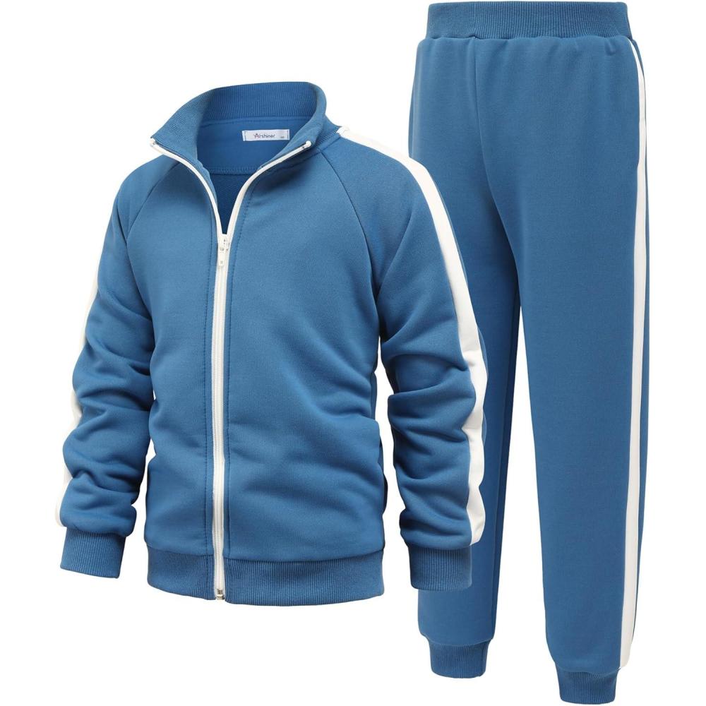 imageArshiner Boys Active Tracksuits Sets Full Zip Sports Jogging Suits Athletic Running 2 Piece Sweatsuits for 513 YearsLake Blue