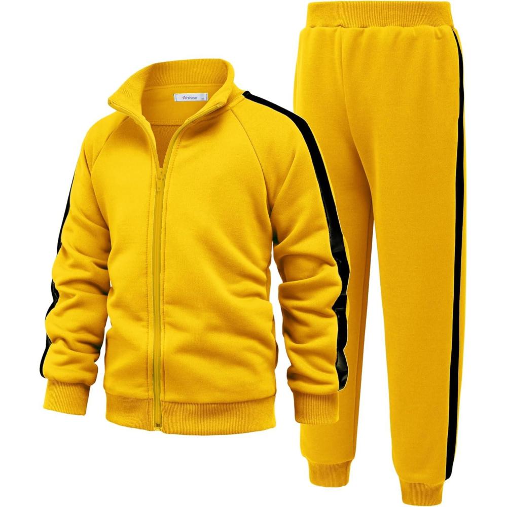 imageArshiner Boys Active Tracksuits Sets Full Zip Sports Jogging Suits Athletic Running 2 Piece Sweatsuits for 513 YearsYellow
