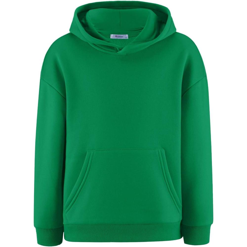imageArshiner Boys Hooded Sweatshirt Fleece Pullover Long Sleeve Warm Hoodies with Pocket for Kids 514 YearsGreen