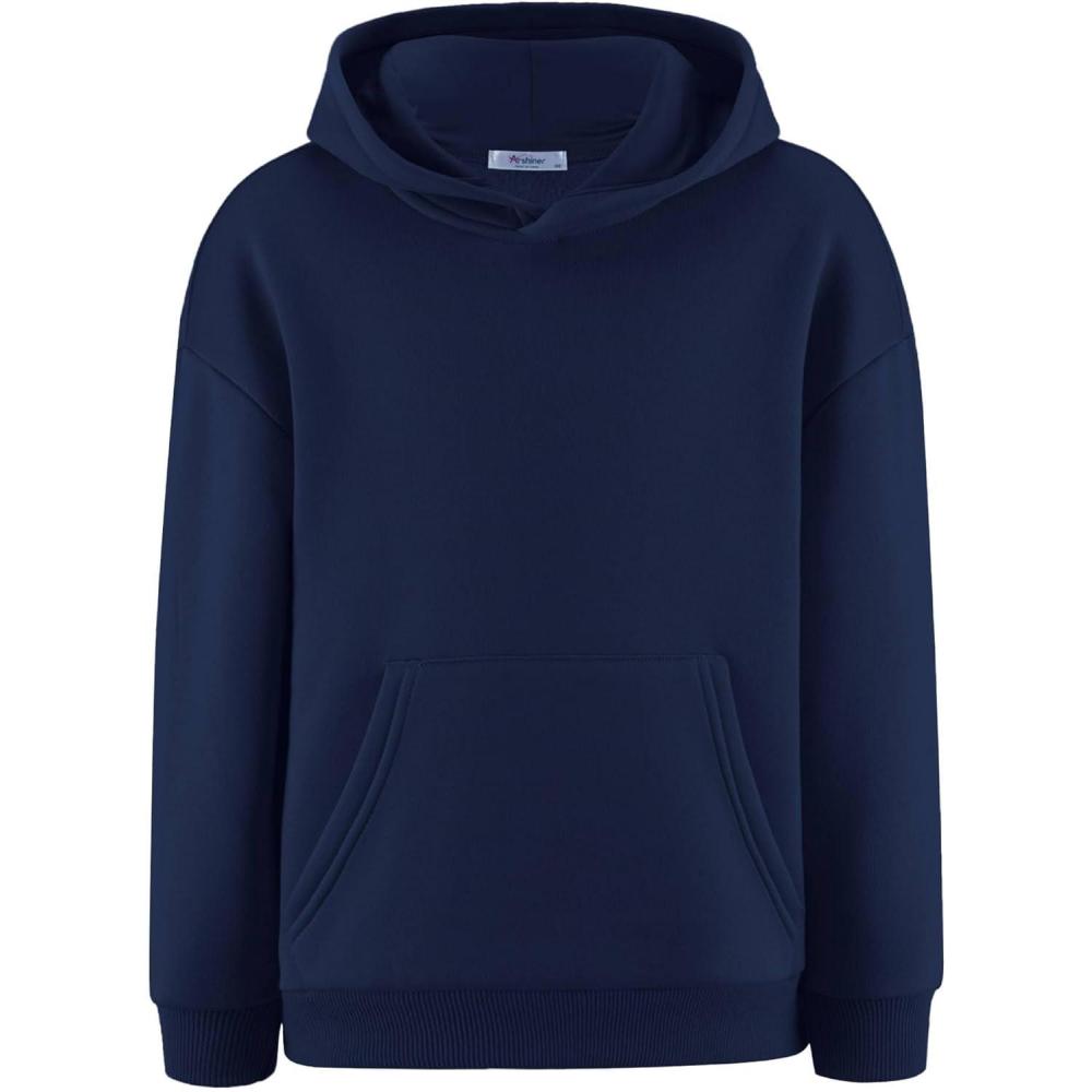 imageArshiner Boys Hooded Sweatshirt Fleece Pullover Long Sleeve Warm Hoodies with Pocket for Kids 514 YearsNavy