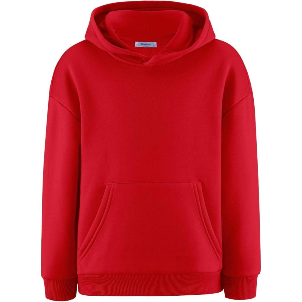 imageArshiner Boys Hooded Sweatshirt Fleece Pullover Long Sleeve Warm Hoodies with Pocket for Kids 514 YearsRed