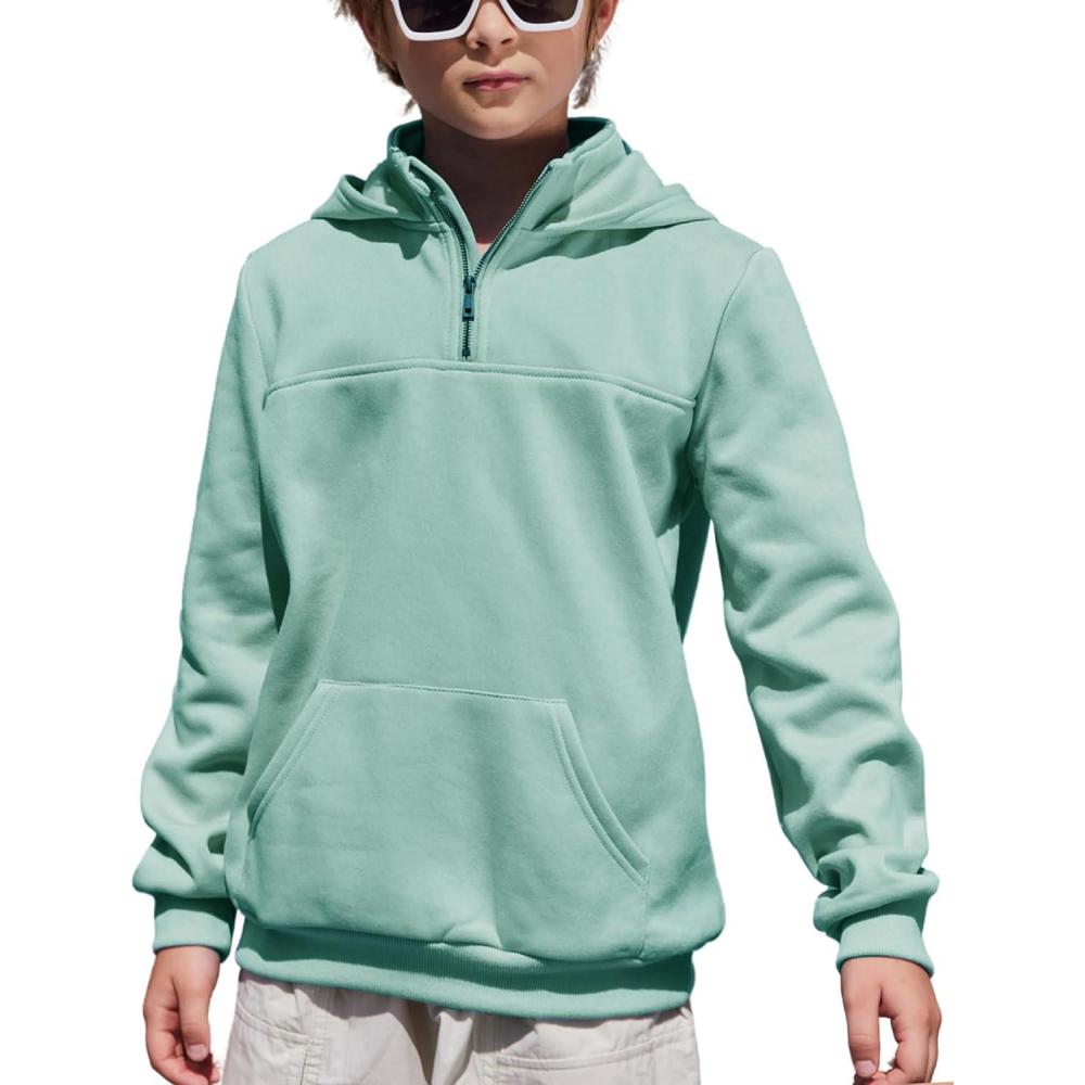 imageArshiner Boys Loose Fit QuarterZip Pullover Hoodie Sweatshirt  Lightweight Fleece  412 Years KidsMalachite Green