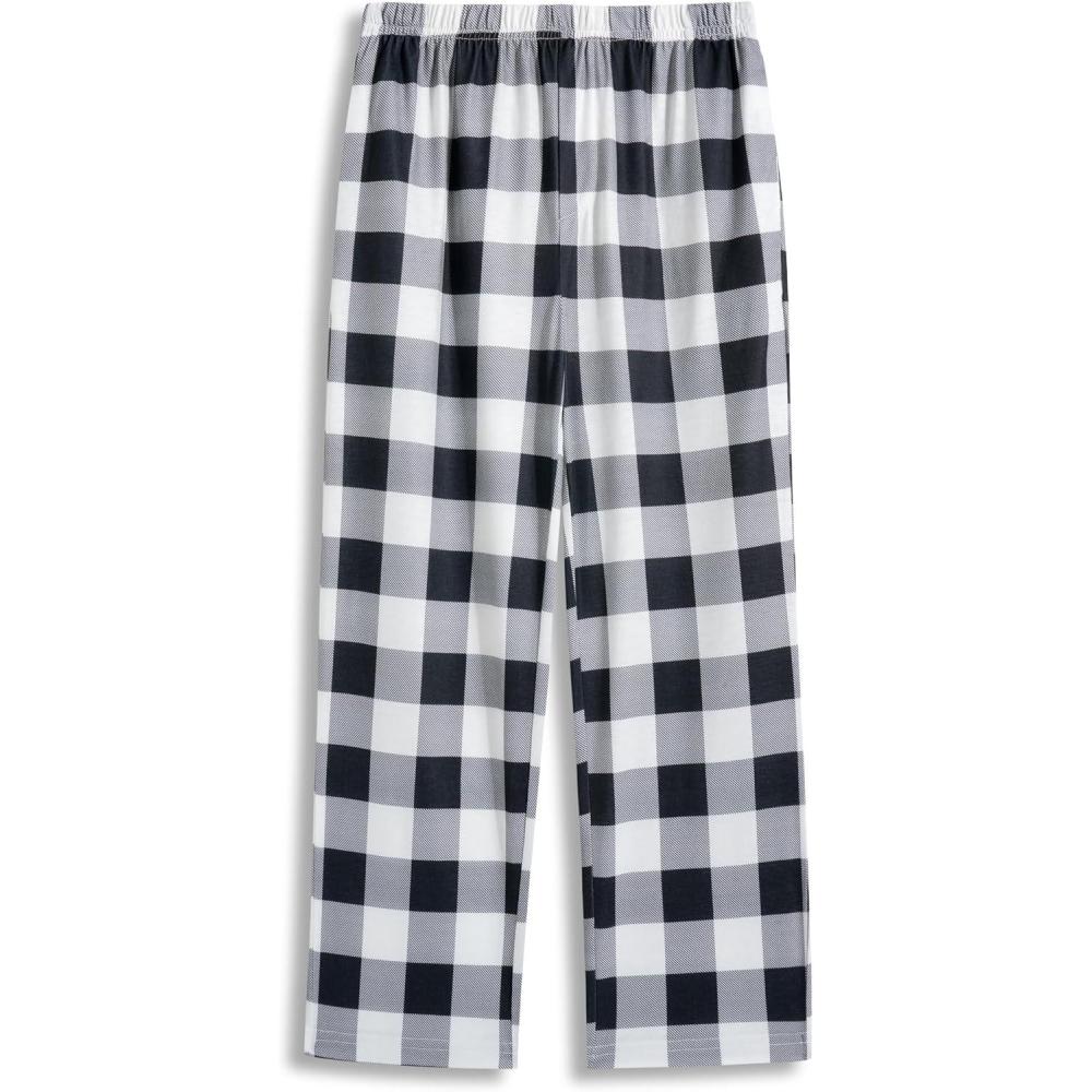 imageArshiner Boys Pajama Pants Long Plaid PJ Bottoms Boys Sleepwear Lounge Pants with Pockets 614 YearsBlack White Plaid