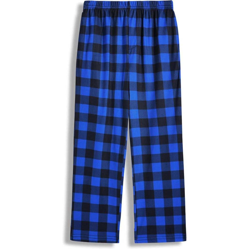 imageArshiner Boys Pajama Pants Long Plaid PJ Bottoms Boys Sleepwear Lounge Pants with Pockets 614 YearsBlue Plaid