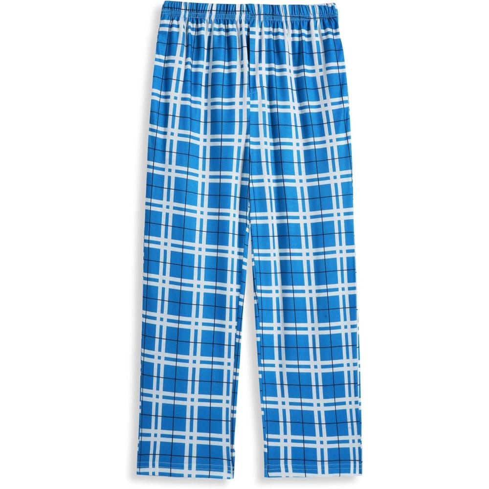 imageArshiner Boys Pajama Pants Long Plaid PJ Bottoms Boys Sleepwear Lounge Pants with Pockets 614 YearsCyan Blue Plaid