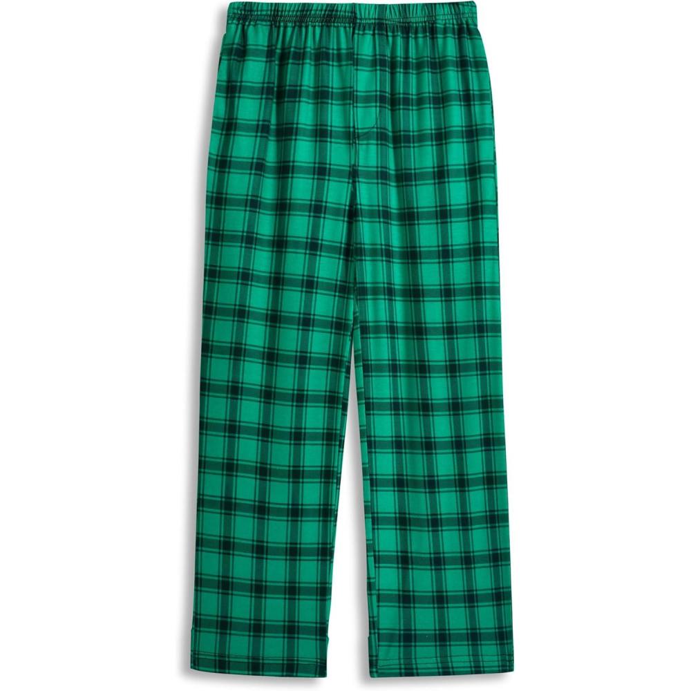 imageArshiner Boys Pajama Pants Long Plaid PJ Bottoms Boys Sleepwear Lounge Pants with Pockets 614 YearsGreen Plaid