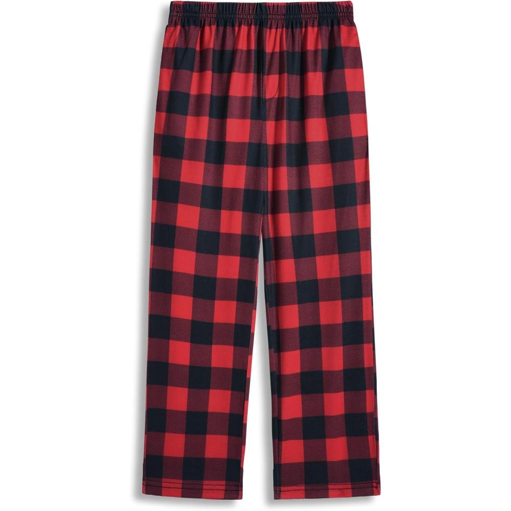 imageArshiner Boys Pajama Pants Long Plaid PJ Bottoms Boys Sleepwear Lounge Pants with Pockets 614 YearsRed Plaid