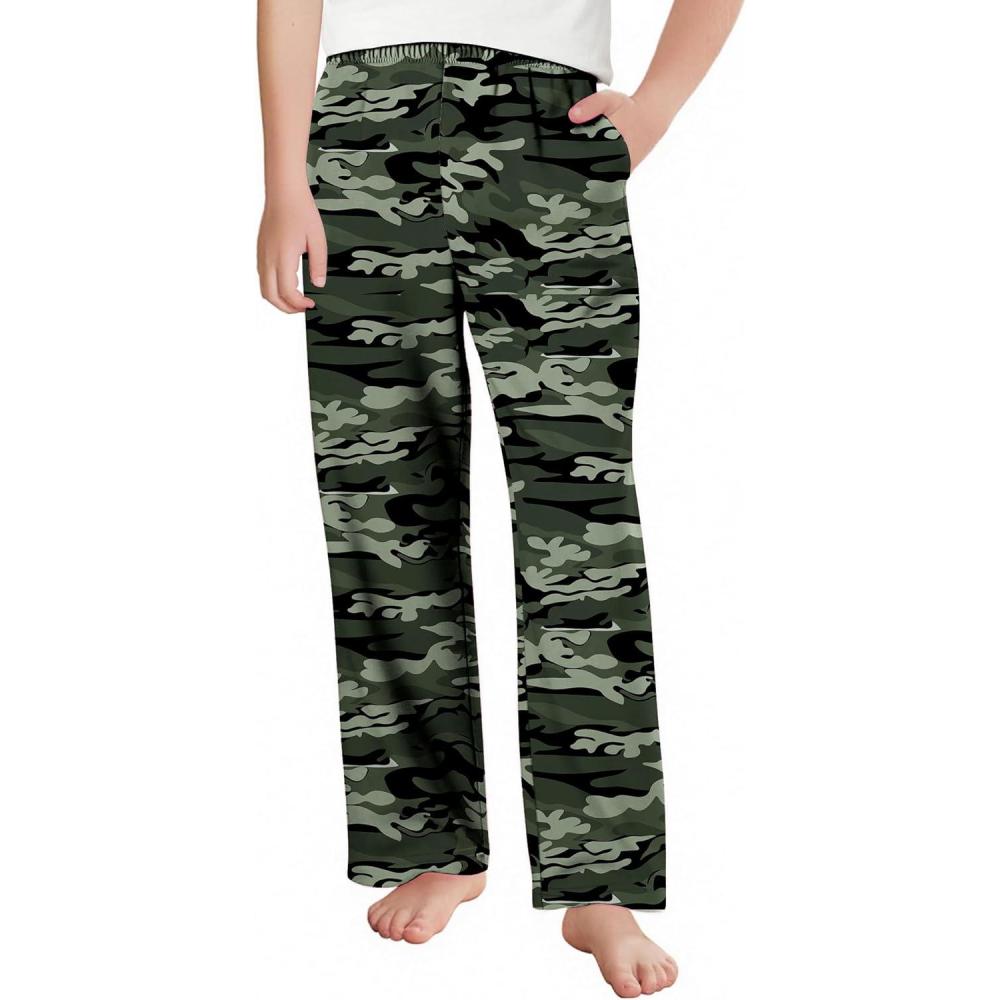 imageArshiner Boys Pajama Pants Long Sleep Plaid Pants Soft Lounge Pj Bottoms with PocketsBlack Camouflage