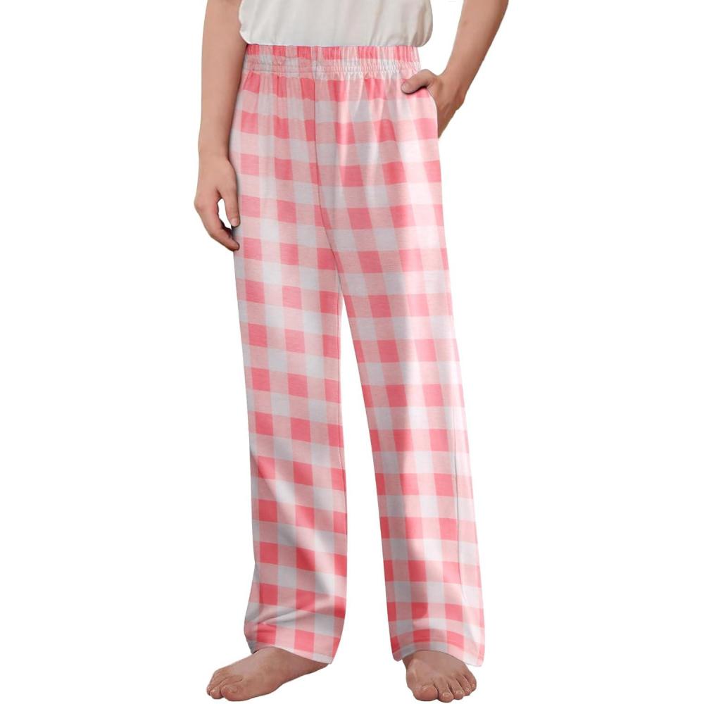 imageArshiner Boys Pajama Pants Long Sleep Plaid Pants Soft Lounge Pj Bottoms with PocketsPink Plaid